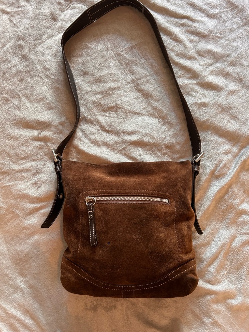 Vintage Coach Dark Brown Suede Crossbody Bag